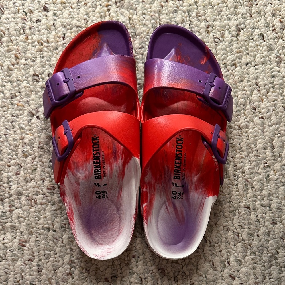 Birkenstock Women’s rare EVA Vibrant Red and Purple Sandals